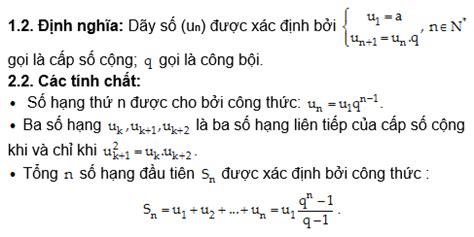 Công thức cấp số nhân, tổng cấp số nhân và tổng bội cấp số nhân