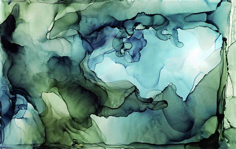 Land and Water Abstract Ink Painting Painting by Olga Shvartsur - Pixels