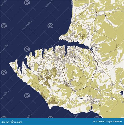 Map of the City of Sevastopol, Crimea Stock Illustration - Illustration ...