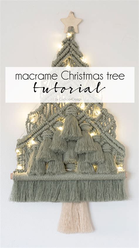 Cute DIY Macrame Christmas Tree Wall Hanging Tutorial | Free macrame ...