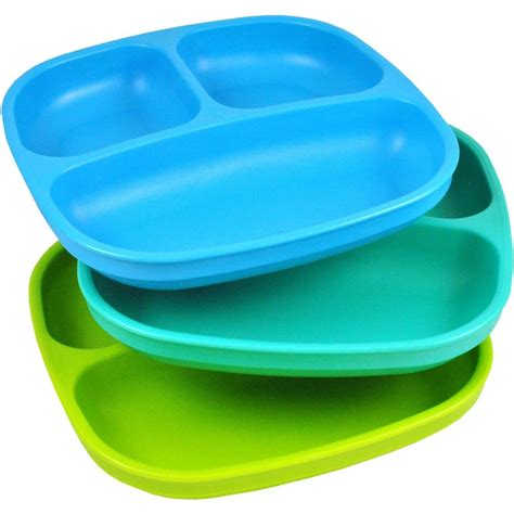 Childrens Divided Plates. 3-Compartment Divided Plastic Kids Tray | set ...