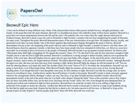 Beowulf Epic Hero - Free Essay Example - 1079 Words | PapersOwl.com