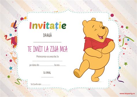 invitatie zi de nastere winnie the pooh | Winnie the pooh, Winnie, Pooh