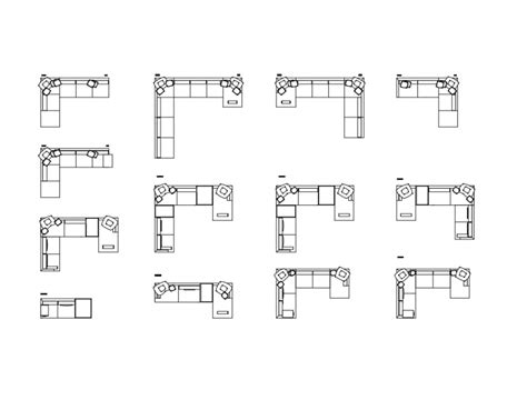 Creative l shape multiple corner sofa sets cad blocks design dwg file ...