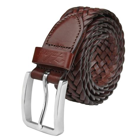 Falari - Falari Brown Men's Braided Belt 100% Genuine Leather 35mm ...