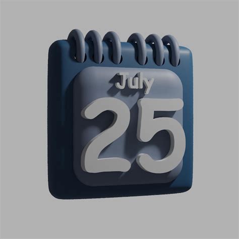 Premium PSD | A blue calendar with the date july 25 on it