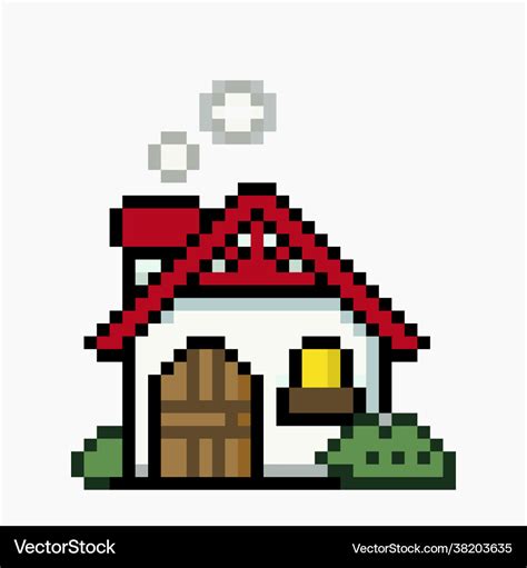 Pixel house image for 8 bit game assets Royalty Free Vector