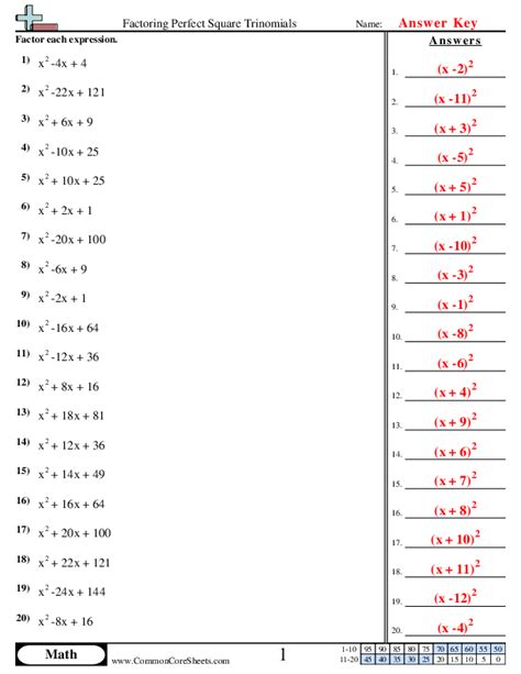 Factoring Perfect Square Trinomials Worksheet Download - Worksheets Library