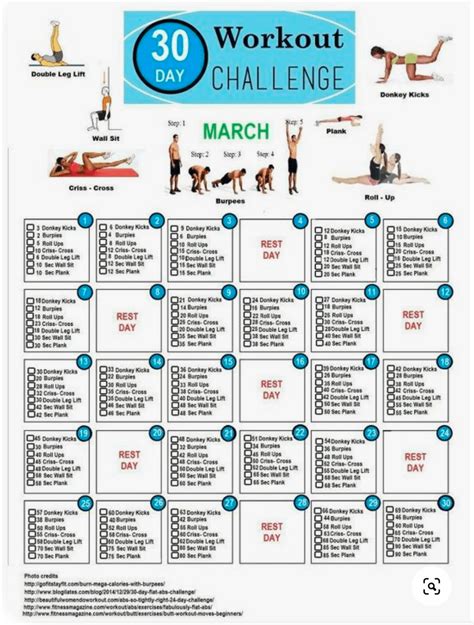 30 Day Workout Challenge Printable