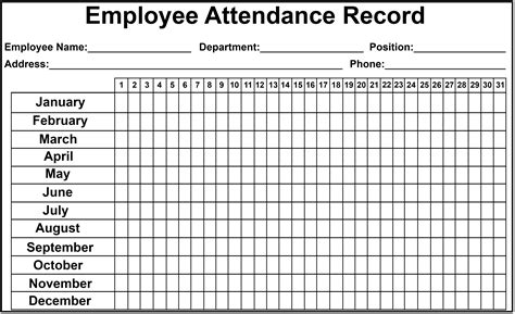 Employee Attendance Tracker Sheet 2019 | Printable Calendar DIY ...