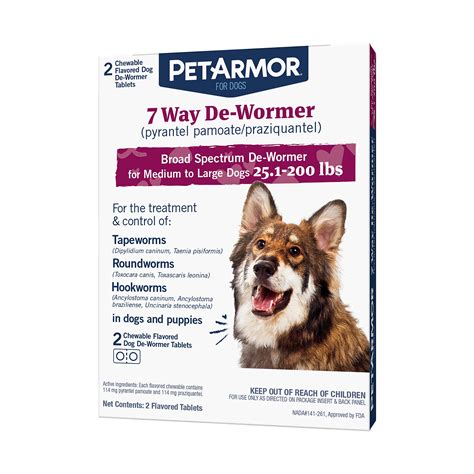 Buy PetArmor 7 Way De-Wormer for Dogs, Oral Treatment for Tapeworm ...