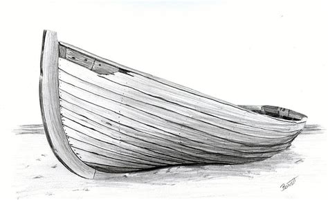 Wooden Boat Line Art