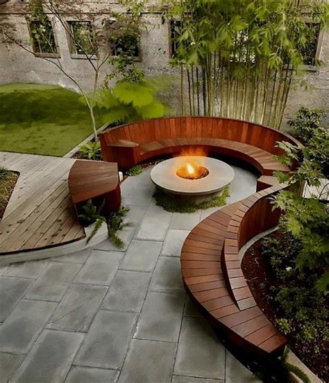 40 Circular Fire Pit Seating Area Ideas - Round Patio Designs | Fire ...