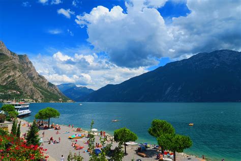 Limone beach. Lake Garda, Italy. Garda Italy, Lake Garda, Mountains ...