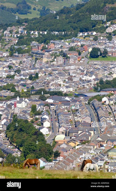 View over town of Abertillery Blaenau Gwent South Wales UK GB EU Stock ...