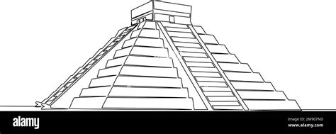 Continuous one line drawing of Chichen Itza. Vector illustration Stock ...