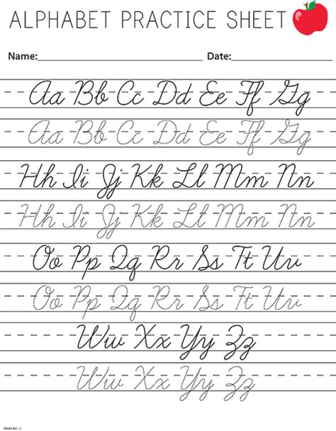 Cursive Alphabet Worksheets Printable | Cursive handwriting worksheets ...