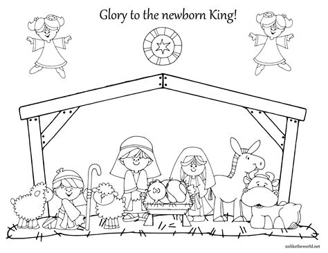 Simple Nativity Scene Coloring Pages at GetColorings.com | Free ...