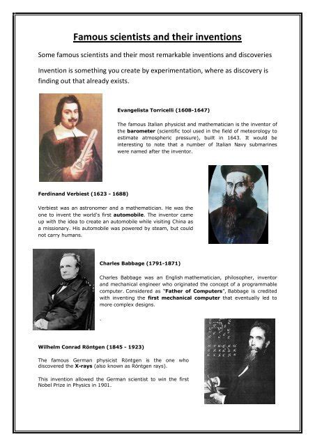 Famous Inventors And Scientists