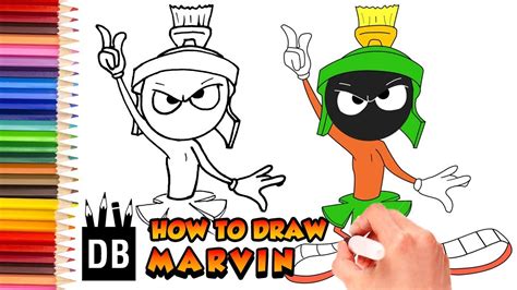 How to Draw Marvin the Martian From Lonney Tunes | Step By Step| 4 Kids ...