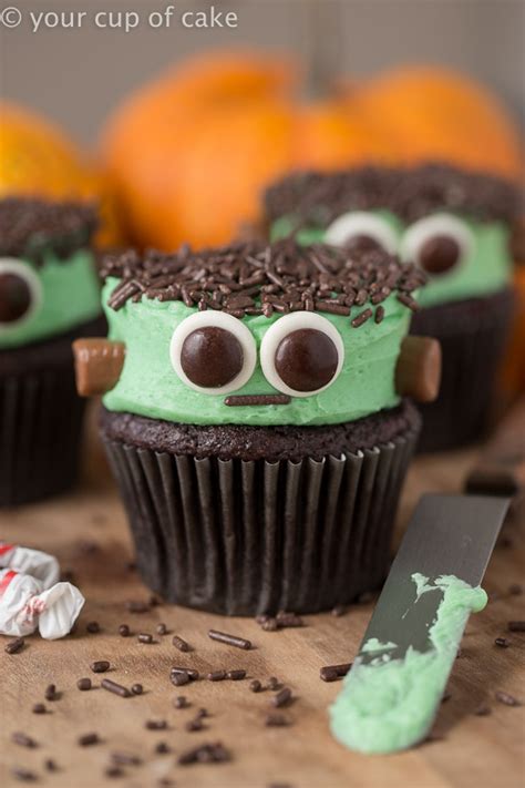 Cute Frankenstein Cupcakes for Halloween - Your Cup of Cake