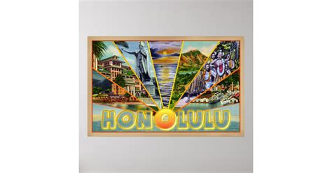 Honolulu Hawaii vintage-style postcard Poster | Zazzle