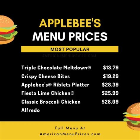 Applebee’s Menu & Prices in USA 2023 – American Menu Prices