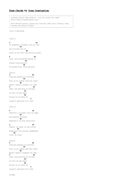 Ikaw Chords by Yeng Constantino at Ultimate-Guitar | PDF