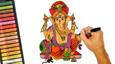 Dessin et coloriage de Lord Ganesh étape par étape | Dessin pour débutant