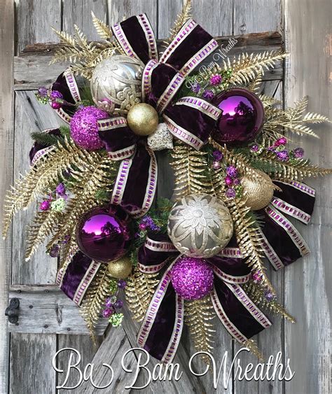 Stunning Purple Gold Wreath, Purple Christmas, Christmas Swag ...