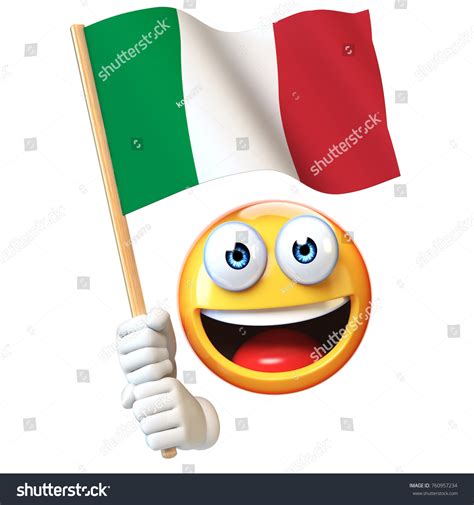 Ilustrasi Stok Emoji Holding Italian Flag Emoticon Waving 760957234 ...