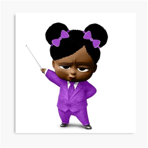 African American Girl Boss Baby Pink Bows Edible Cake Topper Image 1/4 ...