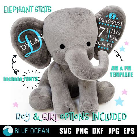 Birth Stats Elephant SVG Birth Announcement SVG Birth Stats - Etsy Canada