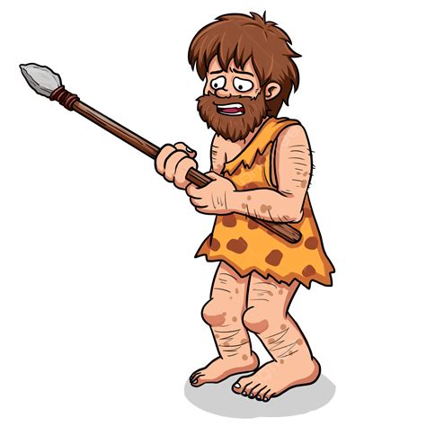 Gambar Gua Takut Pada Ilustrasi Kartun, Caveman, Takut, Ekspresi PNG ...