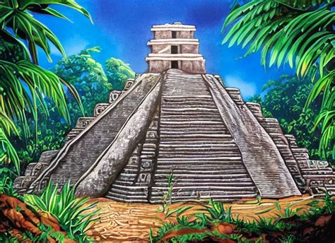 Mayan Temples Drawings