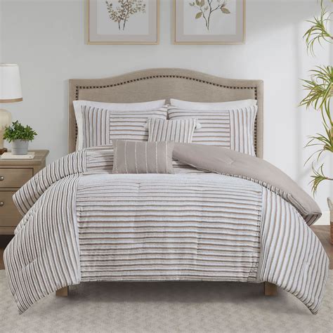 Taylor Neutral Clip Woven Jacquard 5 pc Comforter Bed Set by Madison Park