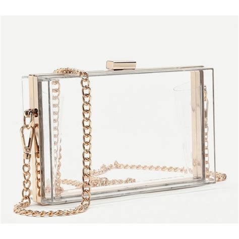 SheIn(sheinside) Clear Chain Clutch Bag ($23) liked on Polyvore ...