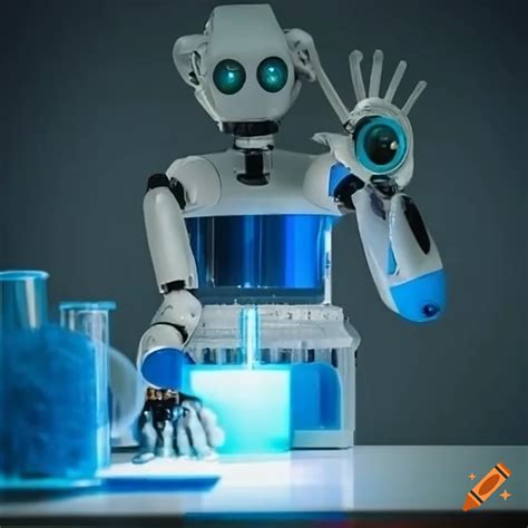 Robot conducting experiments in a chemistry lab on Craiyon