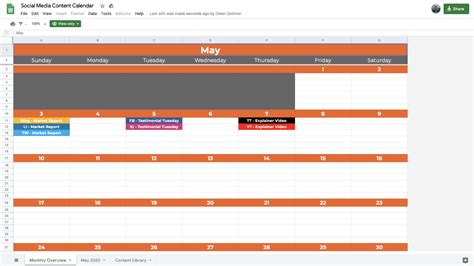 Google Sheets Social Media Content Calendar Template