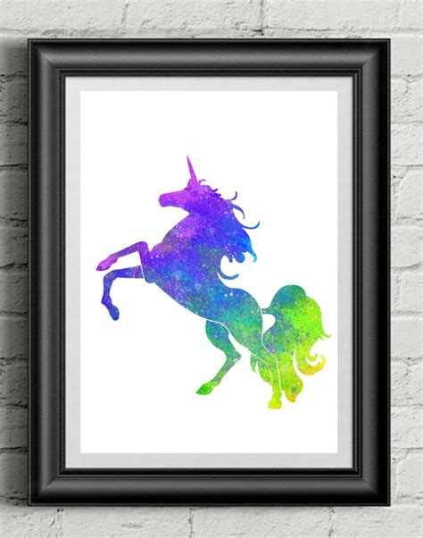 Rainbow Unicorn Watercolor Digital Download Print Wall Art | Etsy