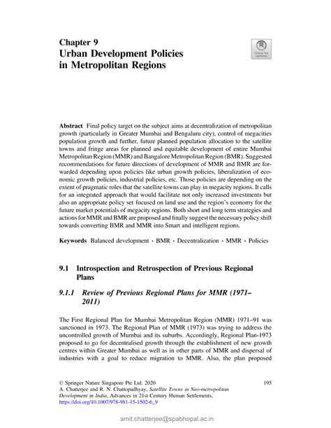 (PDF) Urban Development Policies in Metropolitan Regions