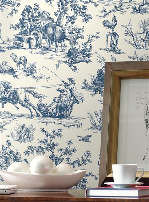 Wallpaper Toile de Jouy blue | Wallpaper from the 70s