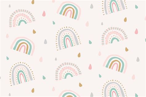 Cute doodle pattern rainbow background | Premium Vector - rawpixel