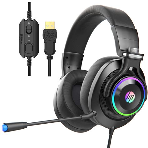 HP USB PC Gaming Headset With Surround Sound, RGB LED Lighting, Noise ...