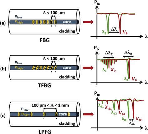 Schematic representation of the fibre Bragg grating-based structures ...