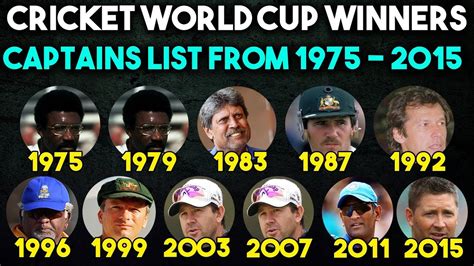 Cricket World Cup Winners Captains List | ICC CWC Winner Teams