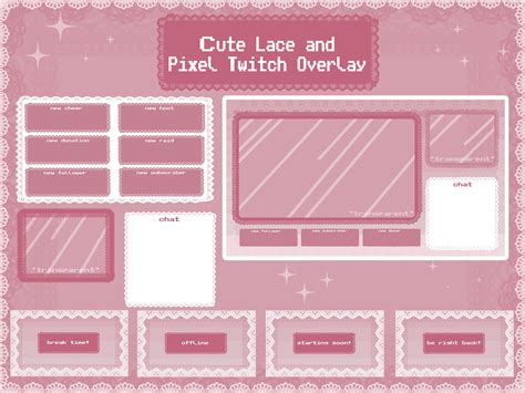 Cute Pink Lace and Pixel Twitch Overlay - Etsy