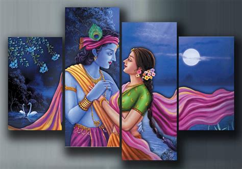 Radha Krishna with coloured foreheads canvas wall art canvas | Etsy