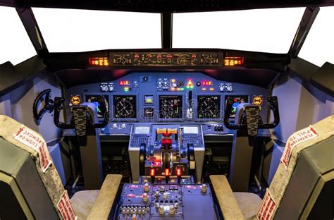 Cockpit Of An Homemade Flight Simulator - Boeing 737/800 Stock Photo ...