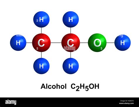 3d render of molecular structure of alcohol isolated over white ...